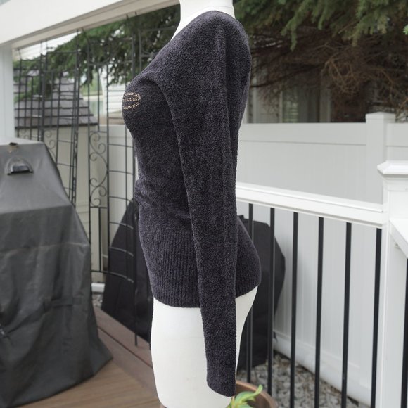 Y2K bebe Black fitted Fleece Sweater - Picture 2 of 5